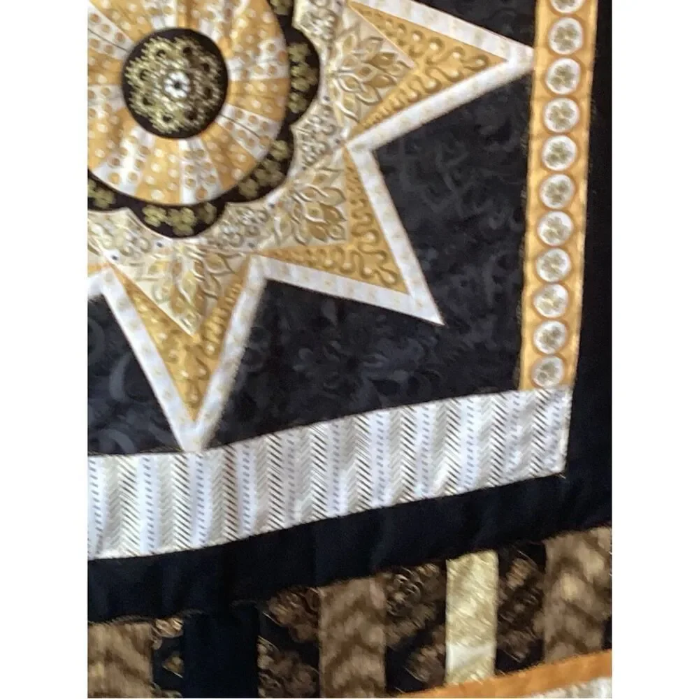 NWT. Gold and Black Star Lap Quilt